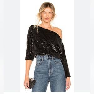 A.L.C. Black Sequined 3/4 Sleeve “Zoey” Top size 0